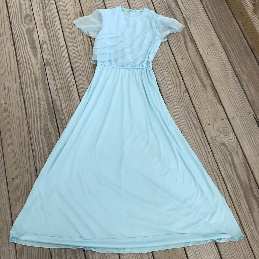 70’s vintage disco princess maxi dress chiffon fairy flutter pastel coquette